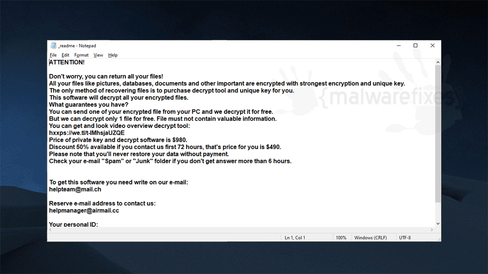 Screenshot of Tisc ransom note