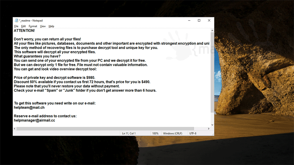 Screenshot of Futm ransom note