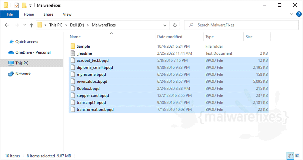 Screenshot of Bpqd files