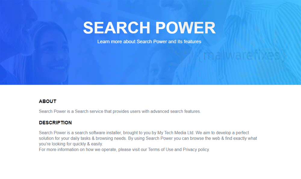 Screenshot of Searchpoweronline.com website