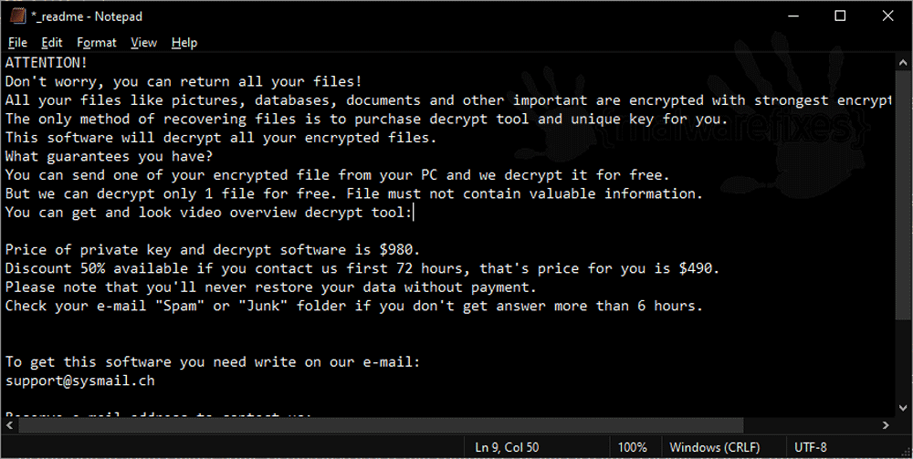 Screenshot of Bbyy Ransom Note