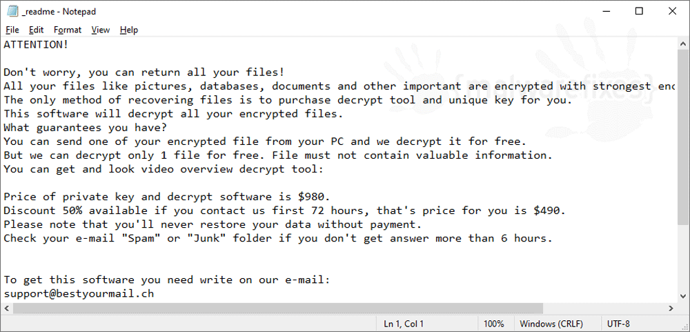 Screenshot of Kcbu Ransom Note