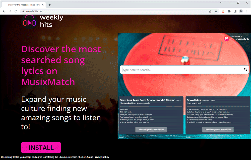 Screenshot of Weekly Hits