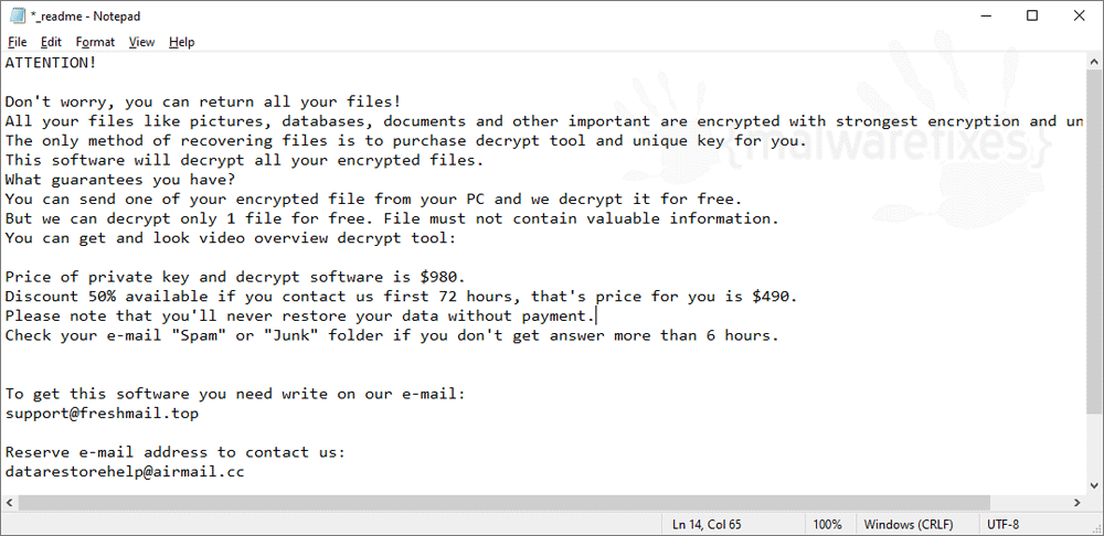 Screenshot of Boza Ransom Note