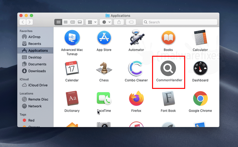 Screenshot of CommonHandler