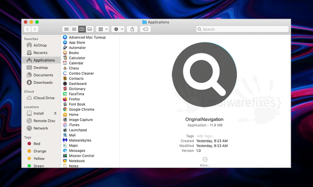 Screenshot of OriginalNavigation